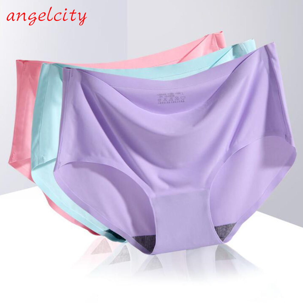 

Hot Ice Silk Seamless Women' Underpants One-piece Panties Breathable Waist sexy Women' Panties Women Soft Underpants Smooth and tender, Purple