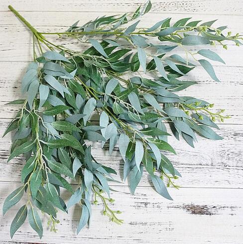 

Artificial Leaves Bouquet Fake Willow Jungle Wedding Backdrop Decoration Christmas Faux Foliage Vine Party Home Decor Plant Xmas GD109, White