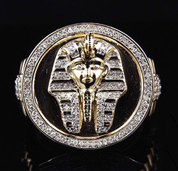 

Fashion Men's Two Tone Black Enamel Diamond Ring Egyptian King Tutankhamun Ring Men Wedding Party Jewelry Size 7 - 13
