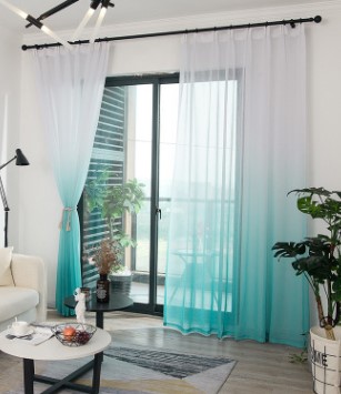 

2020 hot sale Curtain Simple gradient printing window yarn blue, Same as picture 8