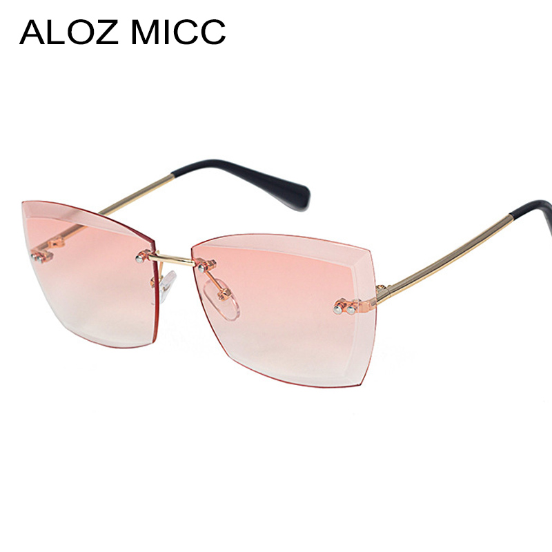 

ALOZ MICC Summer Styles Women Rimless Sunglasses New Ladies Thick Cat Eye Gradient Lens Glasses UV400 A120