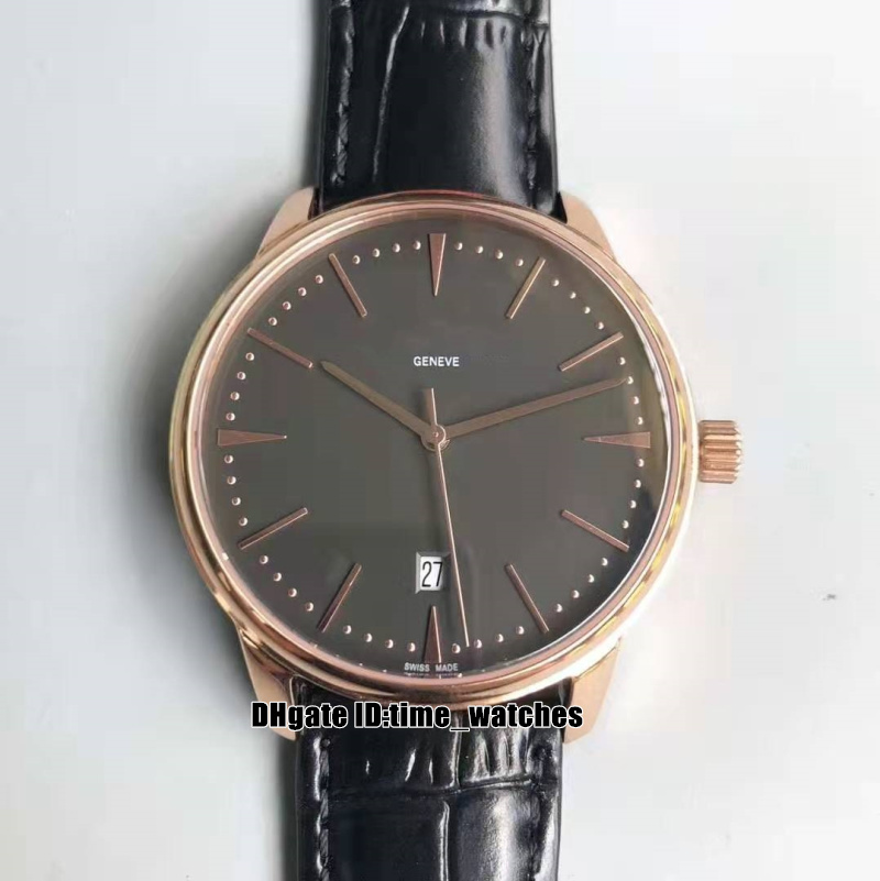 

NEW Rose Gold Case 85180/000R-9166 85180/000R-9232 Miyota 8215 Automatic Mens Watch Black Dial Leather Strap 40mm Gents Watches 9 colors, V4