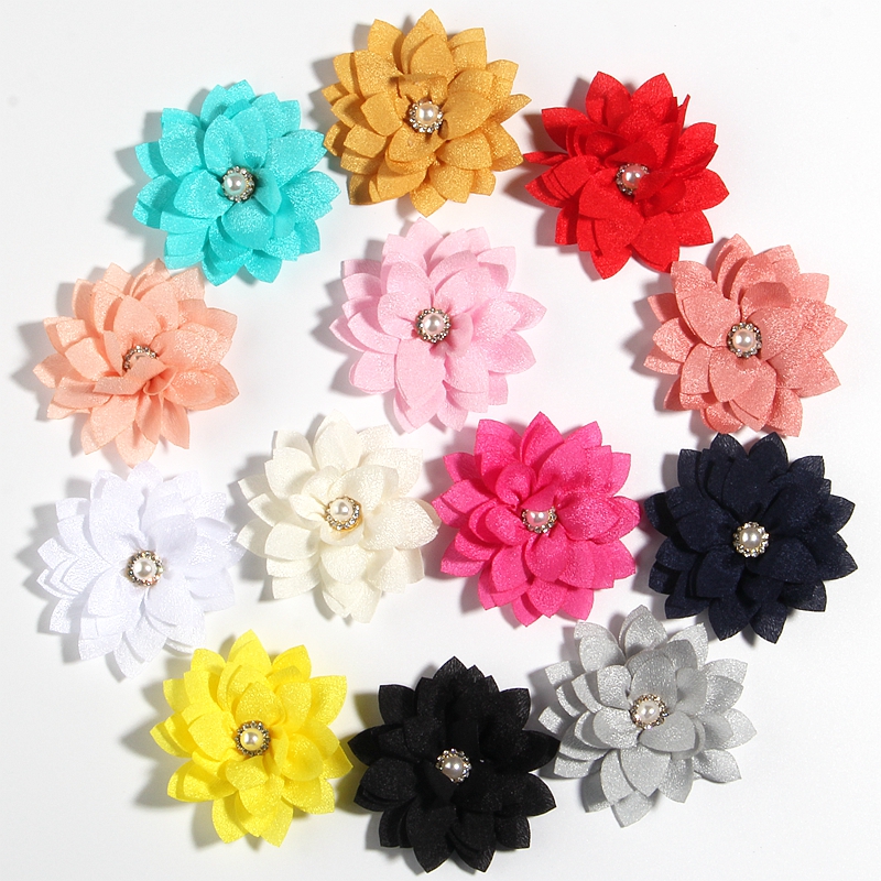 50pcs 3.6/" Lotus Leaf Fabric Flower For Headband Accessories