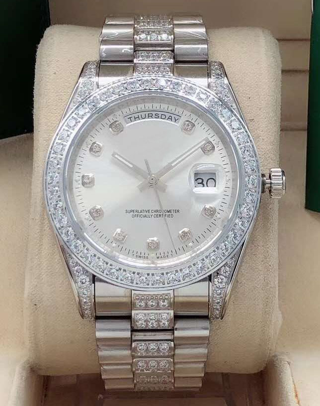 

2020 41mm diamond inlaid outer ring middle row diamond watch with automatic mechanical watch stainless steel fashionable men's Watch, Box