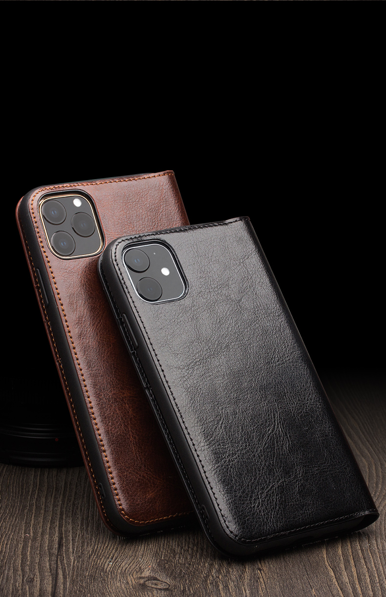

Genuine Leather case for iPhone 11 Pro Flip cover with Card Slots Pocket