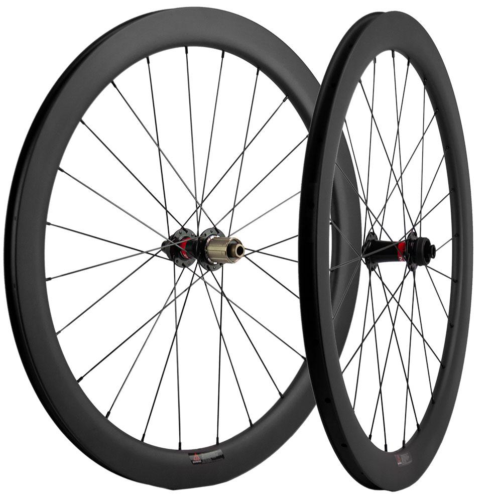 

700C Carbon Wheelset 50mm Depth 25mm Width UD Matte Clincher Disc Brake Road Cycling Bike Wheels Axle Thru/QR Skewers