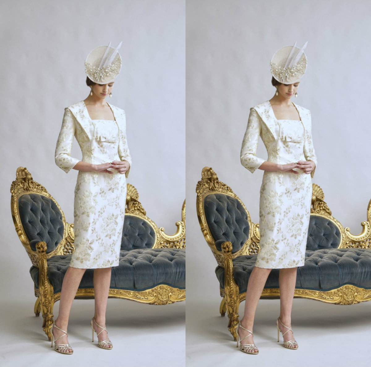 

Newest Jillharvey Sheath Mother of The Bride Dresses 3/4 Long Sleeve Wedding Guest Dress Satin Square Applique Knee Length Evening Gowns