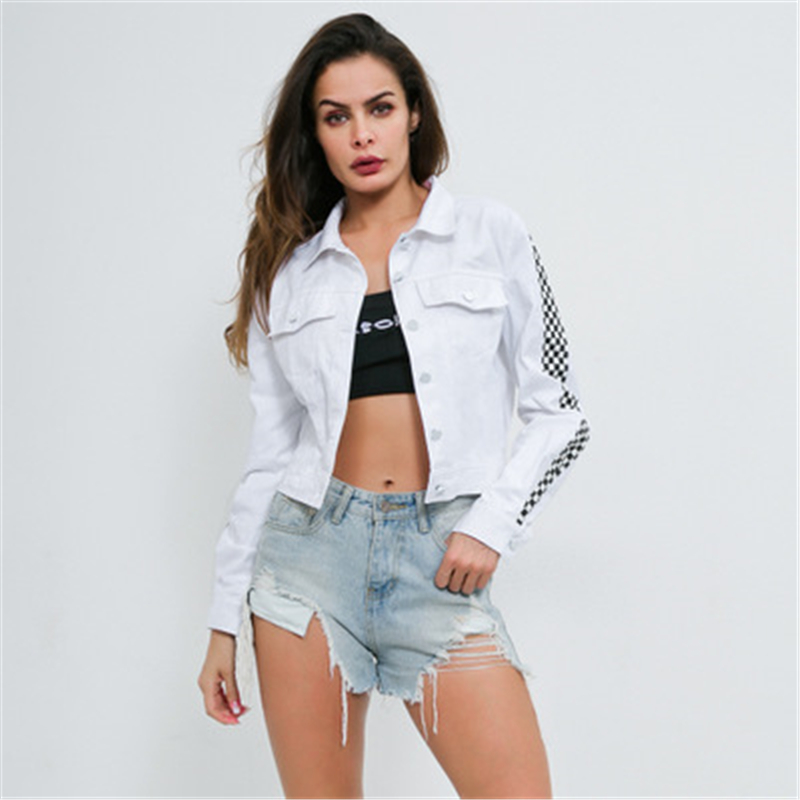 

2020 New Autumn And Winter Short jacket Women Ins Lattice Pocket Street style Straight type Sell well Ladies Top High-end, White