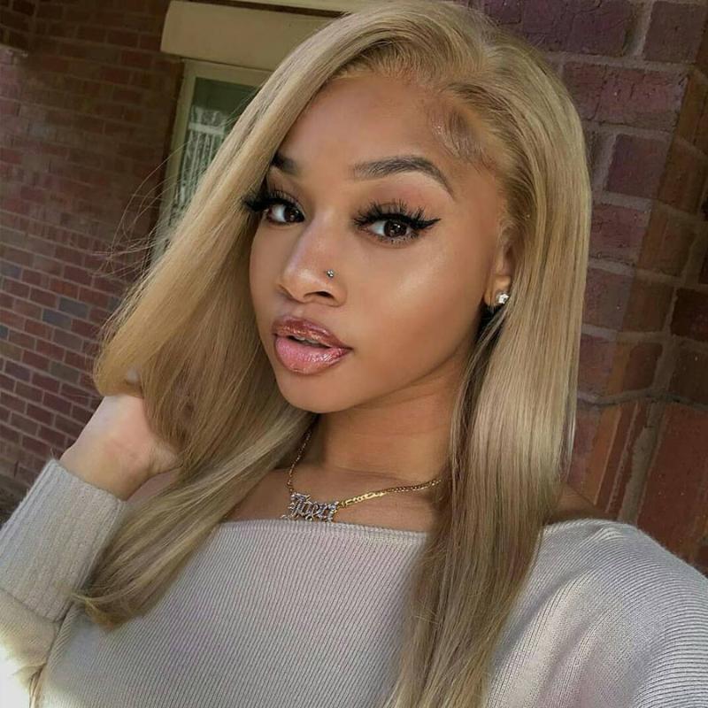 

Simbeauty Ash Blonde 180Density Silky Straight Full Lace Wigs Brazilian 13x6 Deep Part Transparent Lace Front Human Hair Wigs, 13x3 lace front wig