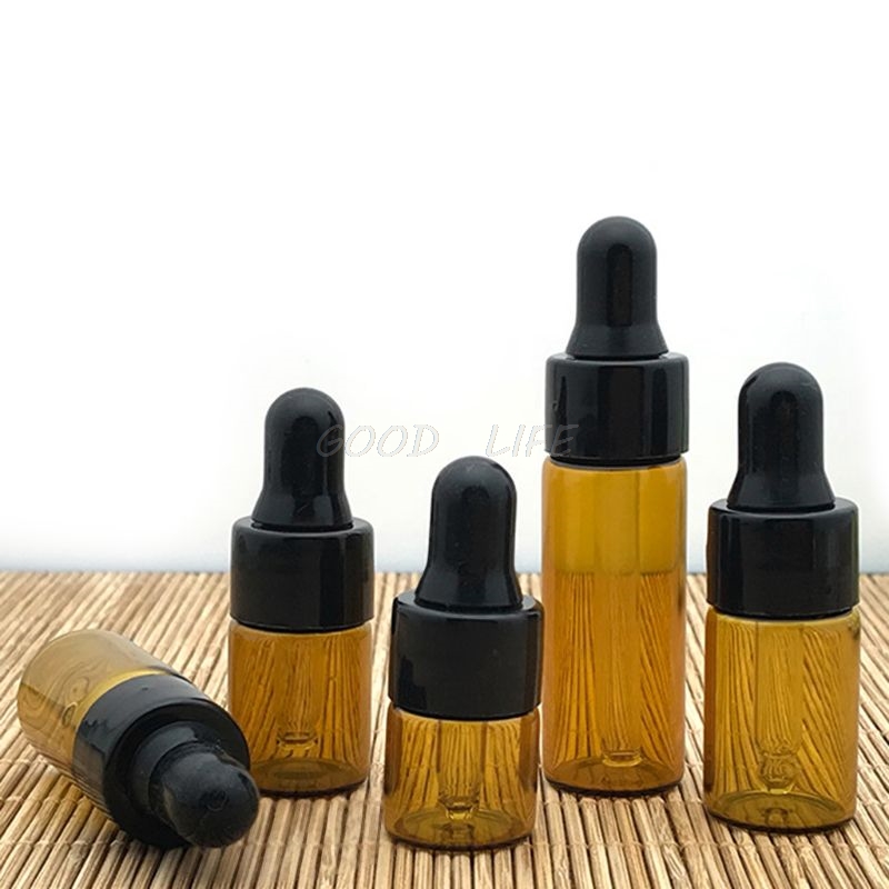 

YAS Amber Glass Dropper Bottles With Black Cap for Essential Oil Perfume Sample Bottle 1/2/3/4/5ml 10pcs/set