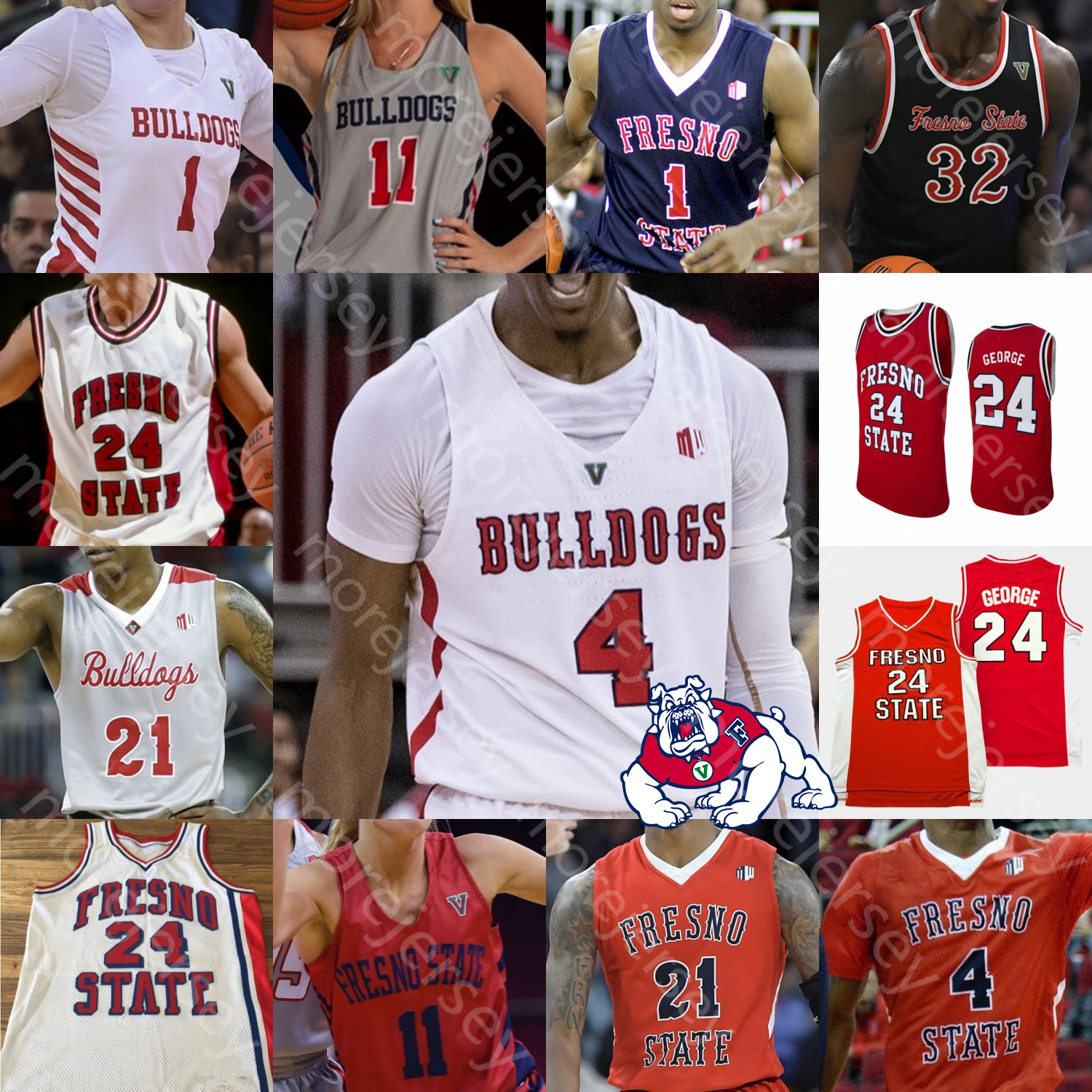 

Custom Fresno State Bulldogs FSU Basketball Jersey NCAA College George Herren Robinson Williams Grimes Blackwell Hyder Hart Johnson Alston, Red