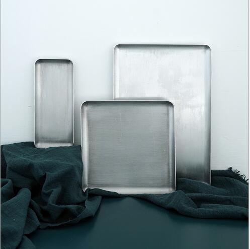 Aluminium retro-collecting tray Industrial Wind Aluminum Plate Food photography props Geometric Form Makes Old Snack Disk-image-476690710