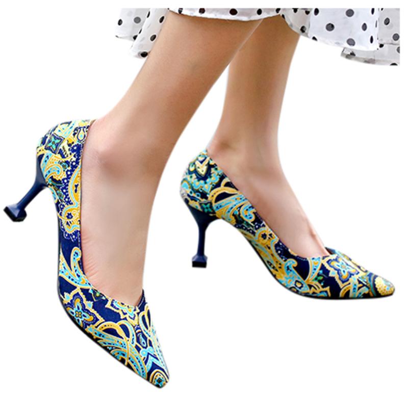 

Women's Fashion Pointed Shoes Stiletto Spool Heels shoes woman Summer Shallow High Heeled sexy Ladies plus size Single, Blue