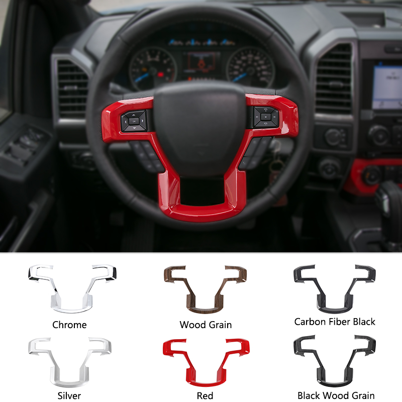 

ABS Large Steering Wheel Trim Decoration Accessories For Ford F150 2015 UP Car Styling Interior Accessories