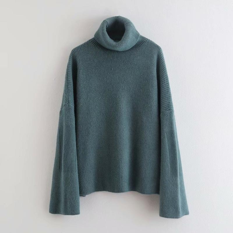 

New women curled high neck long sleeve sweater 2020 ladies fashion sweet coats beautiful coat multi color optional female, Blue