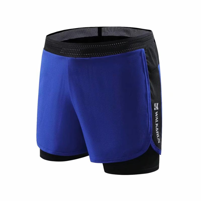 

Men 2-in-1 Running Shorts Quick Drying Breathable Gym Sports Shorts Training Exercise Jogging Cycling Longer Liner, Black