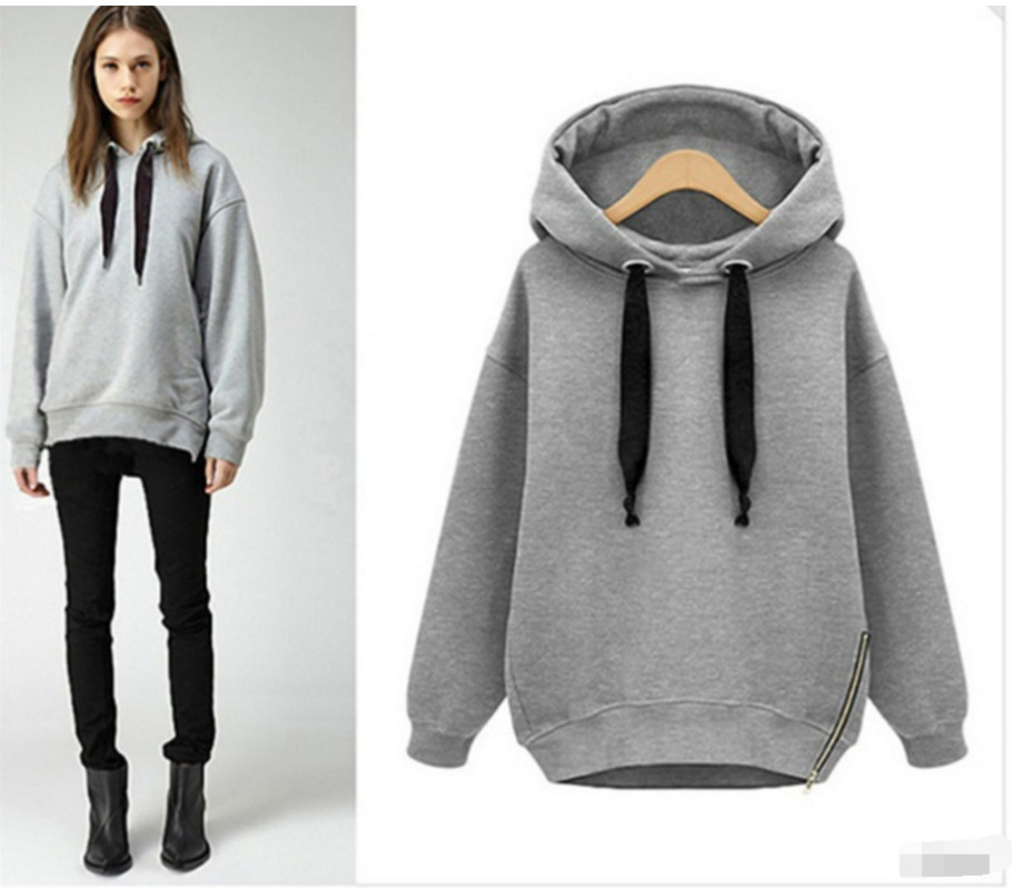 

Jumper Fashion Long Hoodies Kpop Fleece Sweatshirts Women Ladies Hooded Sleeve Streetwear Plain Pullover Hoody Autumn Drcqb, Black