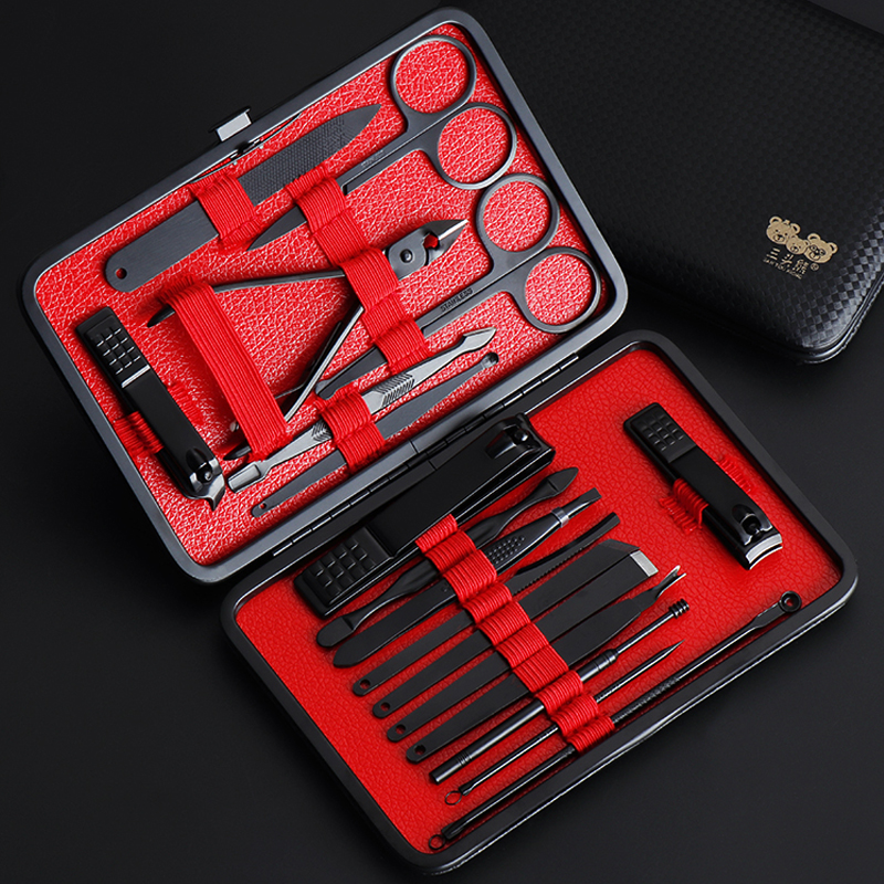 

Nail Clipper Set 18pcs Stainless Steel Nail Art Manicure Pedicure Cuticle Eagle Hook Tweezer Knife Scissors Beauty Tools