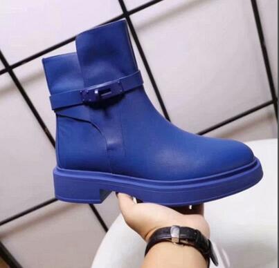 

Luxury New H Womens Snow Winter Real Cow Leather Low Heel Cowboy Fashion Casual Rubber Knight Outsole Boots SZ35-40, With brand logo