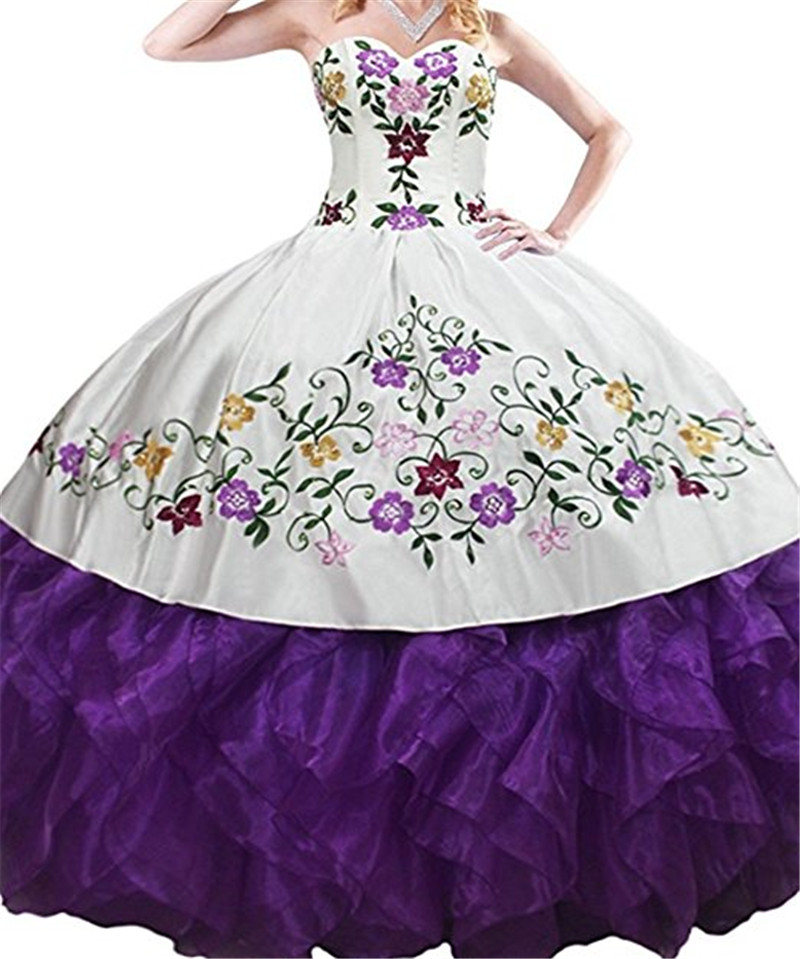 

Newest Embroidery Quinceanera Dresses 2019 Applqiues Beads Sweet 16 Prom Pageant Debutante Formal Evening Prom Party Gown AL59, Same as picture