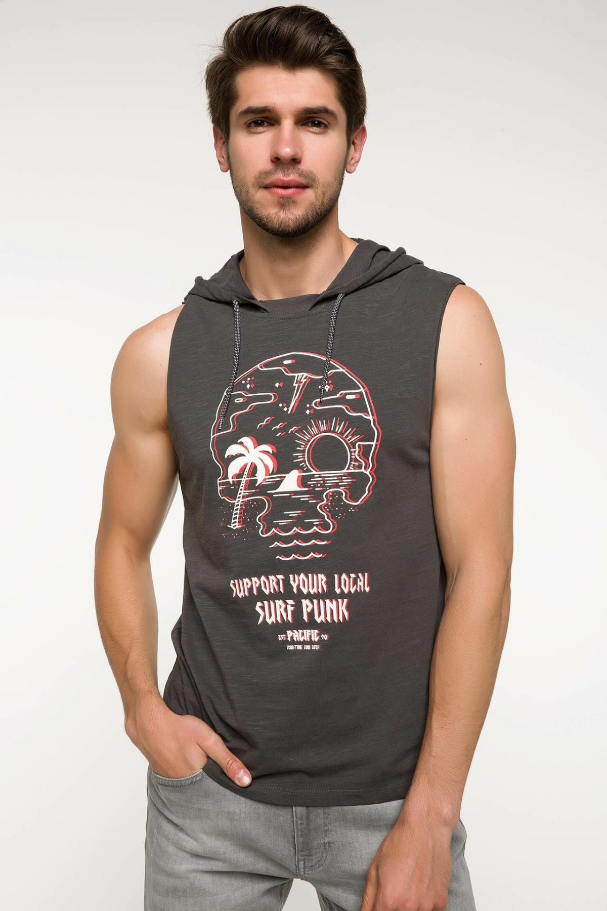 summer men casual sleeveless hooded tank top tshirt knitted cool skulls design athlete sports tees mens mixed color polo shirts