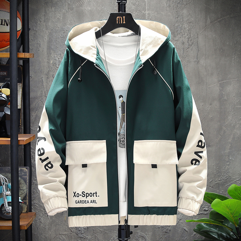

Autumn Jacket Men New Spring Overalls Windbreaker Fashion Printed Casual Slim Men's Jackets and Coats Outdoors Bomber Jackets, Black