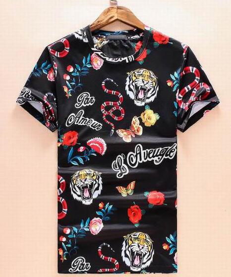 

Summer Men's Casual T-Shirts Snake Tiger Butterfly Flower Printed Cotton Short Sleeve O-Neck Sport T Shirt Tees Tops M-XXXL Black White, White;black