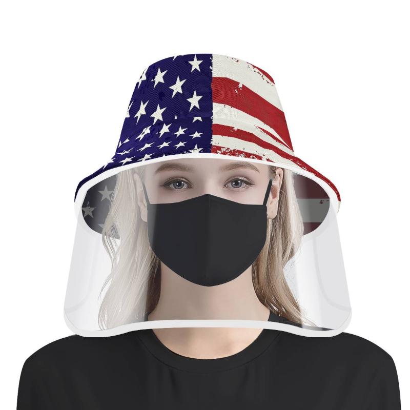 

Cloches Women's Fishman Hat Fashion American Flag Pattern Foldable Bucket Hats For Ladies Sun Summer Cap With Protective Face Cover Girl, Black
