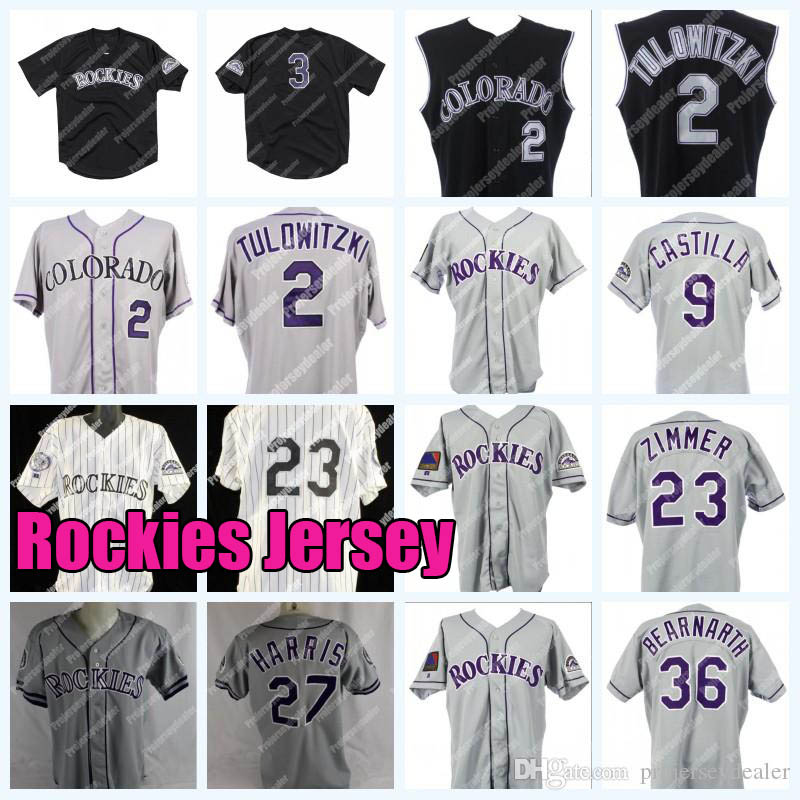 

Colorado Troy 2 Tulowitzki 2007 3 Dale Murphy 9 Vinny Castilla 23 Don Zimmer 27 Greg Harris 36 Larry Bearnarth Baseball Jersey, Blue;black