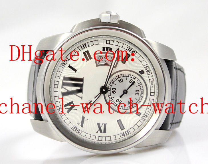 

Free shipping CALIBRE DE Mens Mechanical Automatic Watches W7100013 Mens Sports Wrist Watches Black Leather Band, White