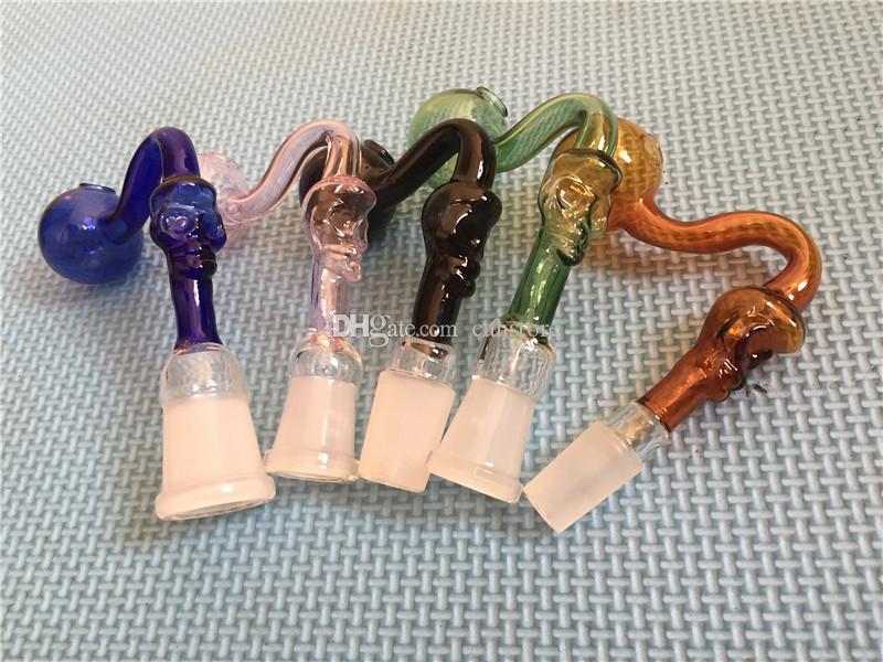 

Curved skull Glass bowl Oil burners Skull shape Bucket Nails 14mm/18mm male/female joint for glass water bong smoking pipes