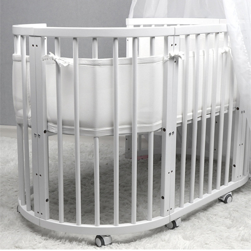 

2 PCs baby bed mesh supplier bed protector crib bumper pads baby bumper surrounded safety rails, White