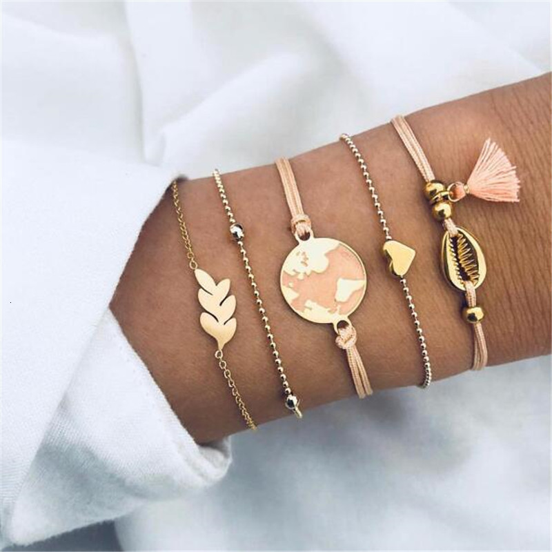 

Shell Jewelry Tassels Shell Bracelet Orange Earth Love Leaf Bracelet Suit 5 Paper Set