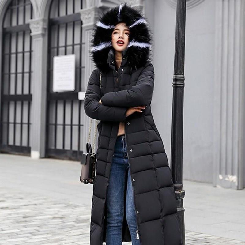 

Women Long Sleeve Cotton Padded Jackets Hooded Fur Collar Warm Long Parkas Plus Size Solid Casual With Belt Winter Coats, Black