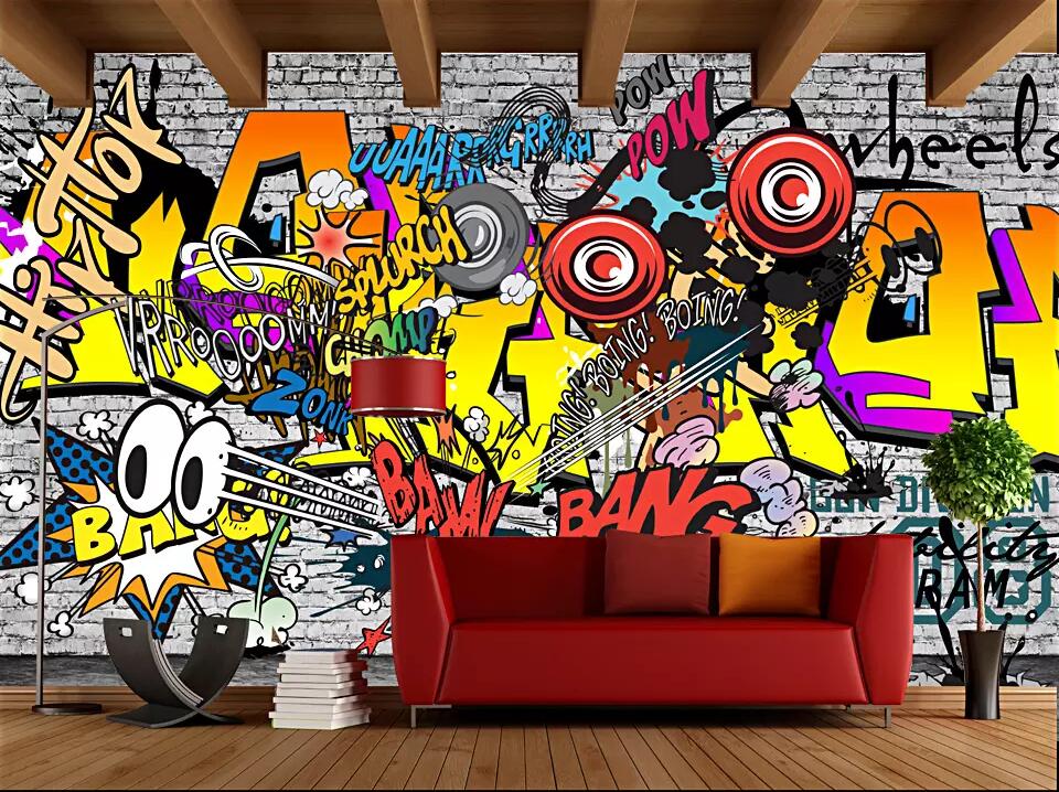 

WDBH custom photo 3d wallpaper Trend Graffiti KTV Bar background painting living room home decor 3d wall muals wall paper for walls 3 d, Non-woven wallpaper