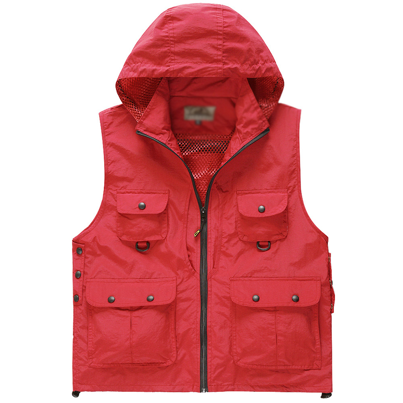 

Photographer vest quick-drying water proof outdoor fishing multi-pocket reporter multi-functional vest with hat large size -4XL, Black