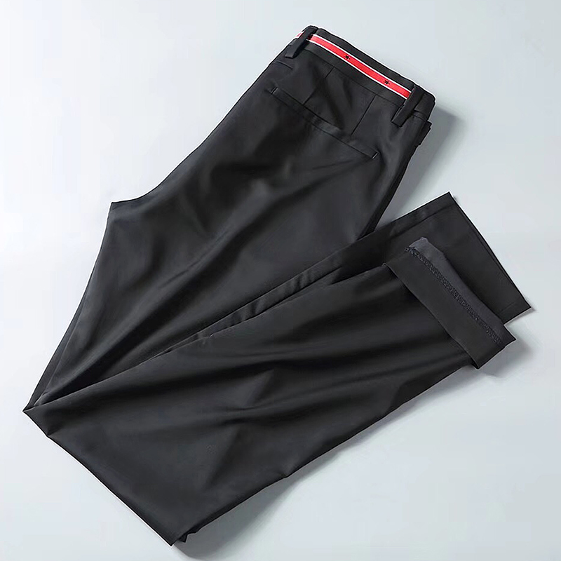 

Free shipping high quality Summer Men's fashion business casual Pants male long Slim trousers,basic style stars embroidery pants, Black