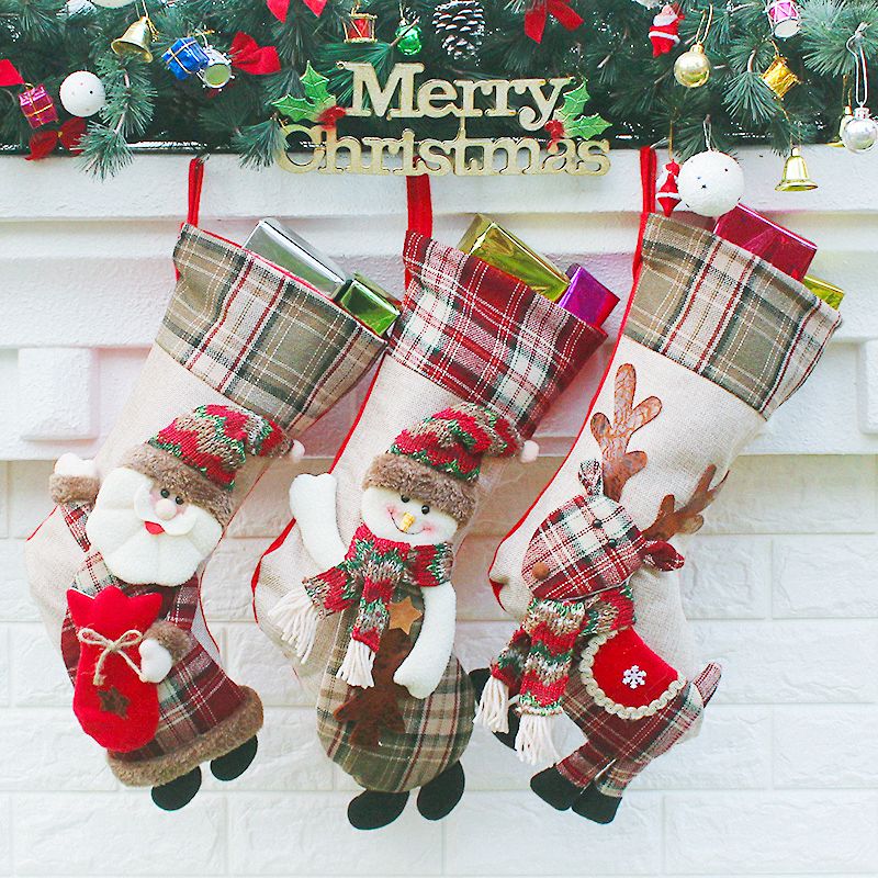 

Christmas Santa Claus & Snowman & Reindeer Gift Presents socks Christmas Stockings Bags Decorations For Home XD17373