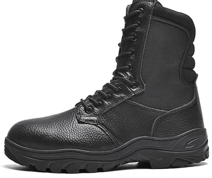 

leather high Gang steel head anti pressure military boots anti puncture tactical boots wear resistant combat boots training Sneaker yakuda local online store, Cream