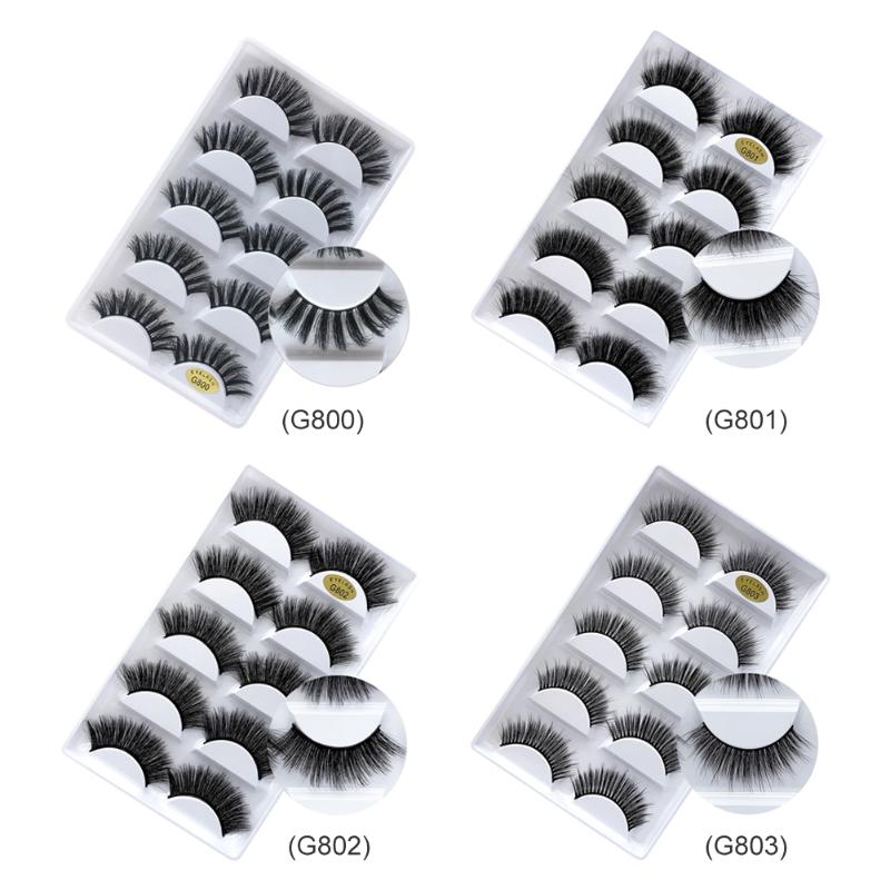 

5pairs/set False Eyelashes Handmade 3D Mink Hair Fake Lashes Extension Lashes Makeup Beauty Tools