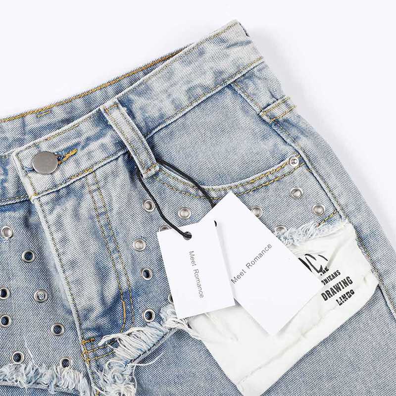 

Meet romance denim shorts with buttons, women's summer casual short jeans, S ilver