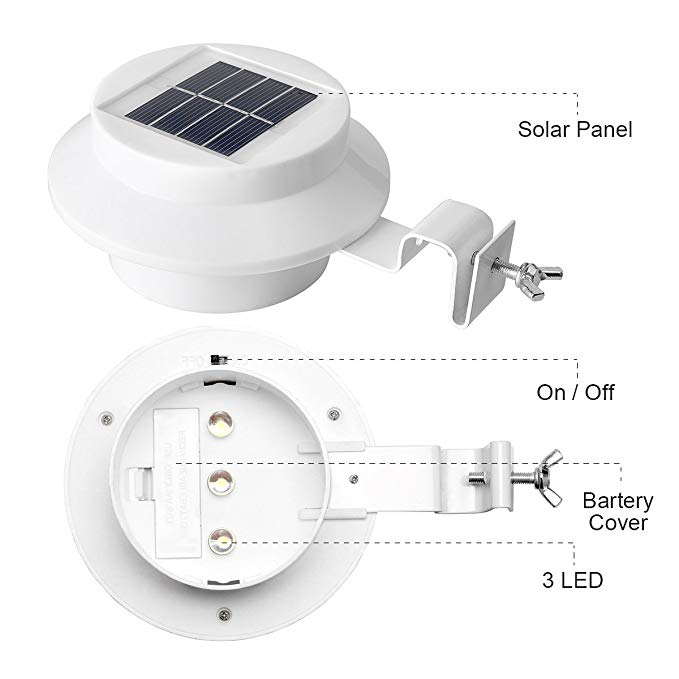 

Outdoor Gutter Solar Waterproof LED Gutter Lights Solar Powered for Fence Roof Gutter Garden Yard Wall Lamp