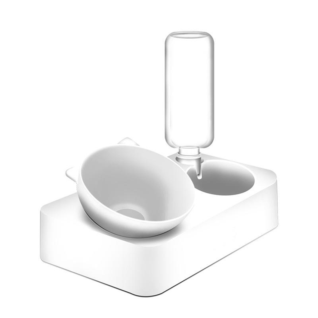 

cat dog feeder 2 in 1 automatic water bowl and food bowl double pet bowls - spine protective food bowl & automatic water dispenser