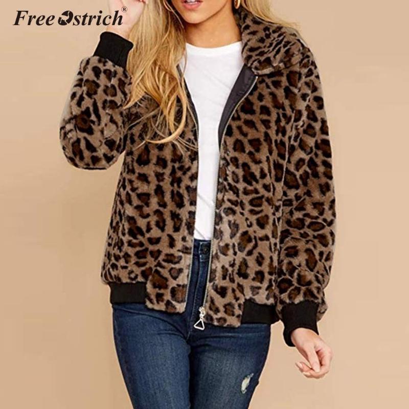 

Free Ostrich Winter Women Casual Fur Cardigans Jacket Fluffy Oversized Loose Long Warm Outwears Female Sweaters Coat N30, Brown
