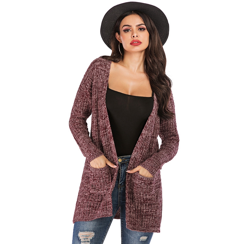 

Autumn Fashion Women Long Sleeve Loose Knitting Cardigan long sweater Lady elegant Knitted jumper christmas sweater winter tops, Pink