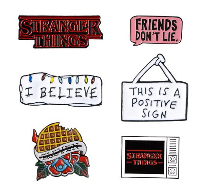 

STRANGER THINGS Enamel Pins TV Series Eleven Brooch Friends don't lie Badge Denim Shirt Lapel Pin Gothic Jewelry Gift for Fans T367