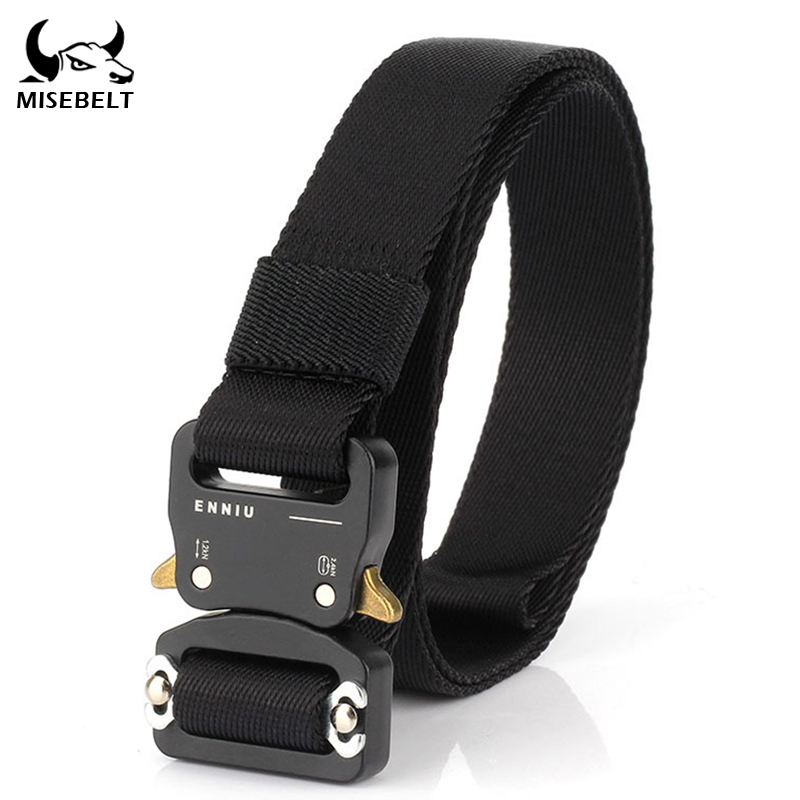 

Quick Release Buckle Unisex Tactical Belt 2.5cm Soft Nylon Hard Metal Buckle Training Belt 125cm Adjustable Sports, Black