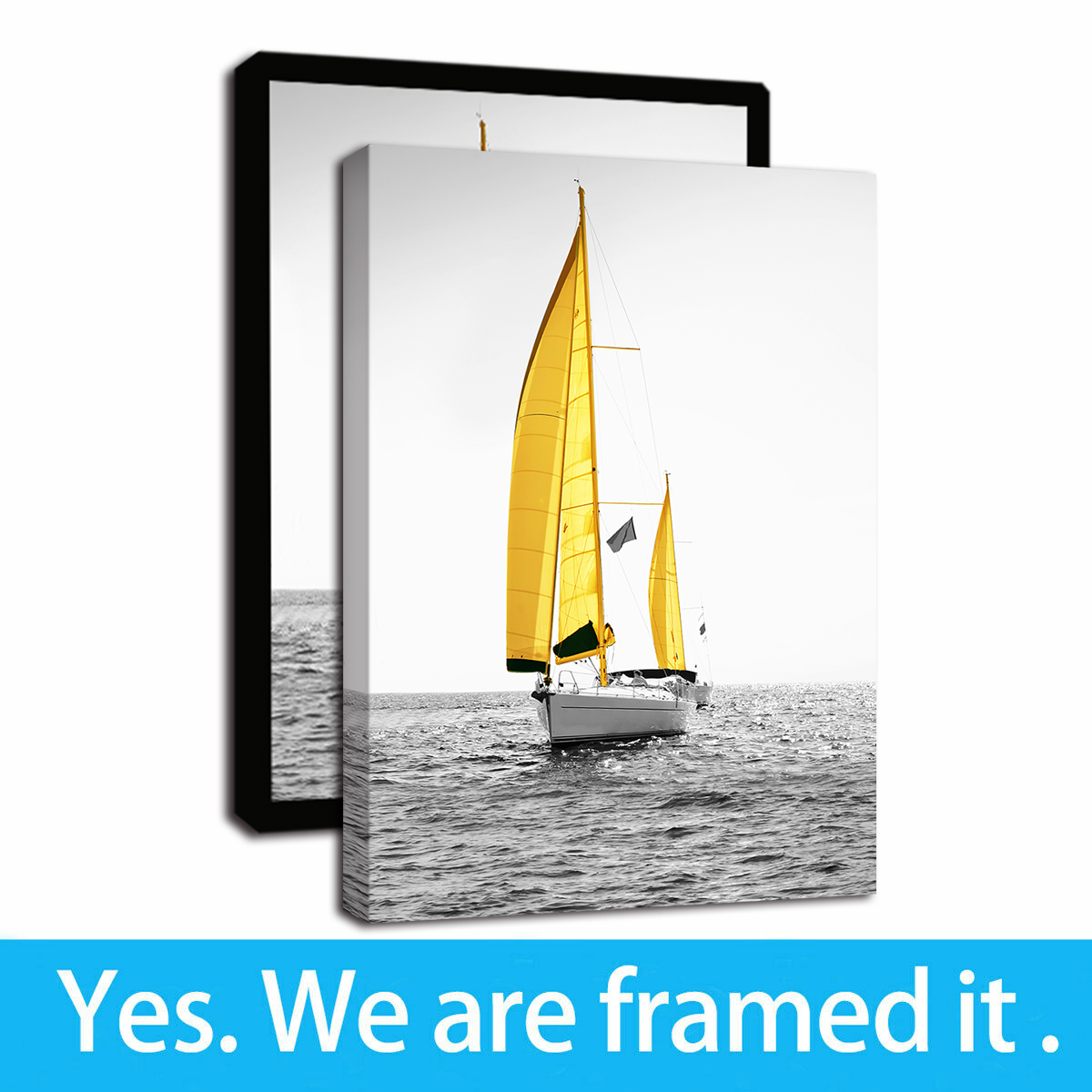 Framed Print Sailing Ship on the High Seas Picture Poster Art Ocean Boats