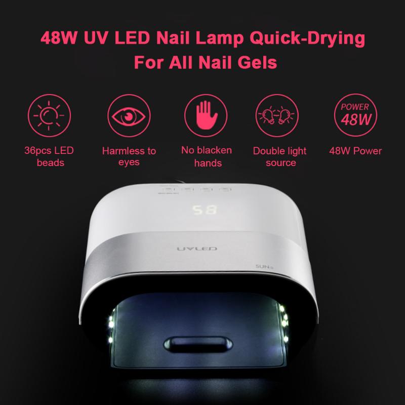 

SUN3 48W UV LED Nail Lamp Quick-Drying For All Nail Gels With Memory Timer Double-Speed LCD Display Curing Art Curing Lamp, Eu plug