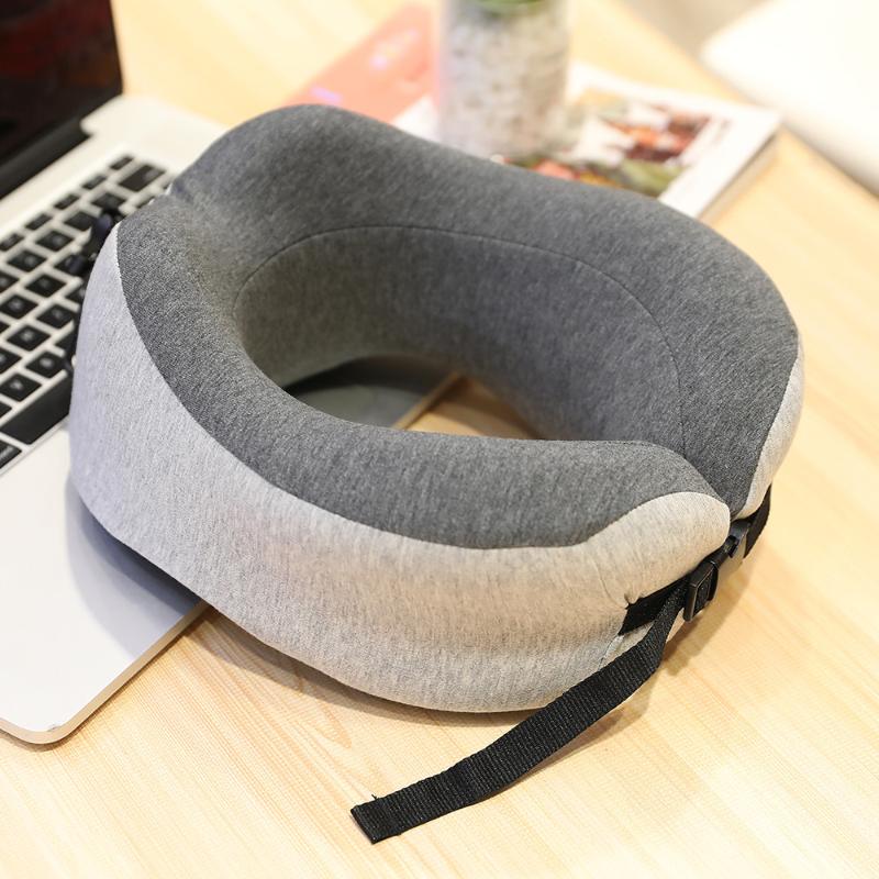 

Washable U Shaped Memory Foam Neck Pillows Pink Grey Soft Slow Rebound Space Travel Pillow Solid Neck Cervical Healthcare Pillow